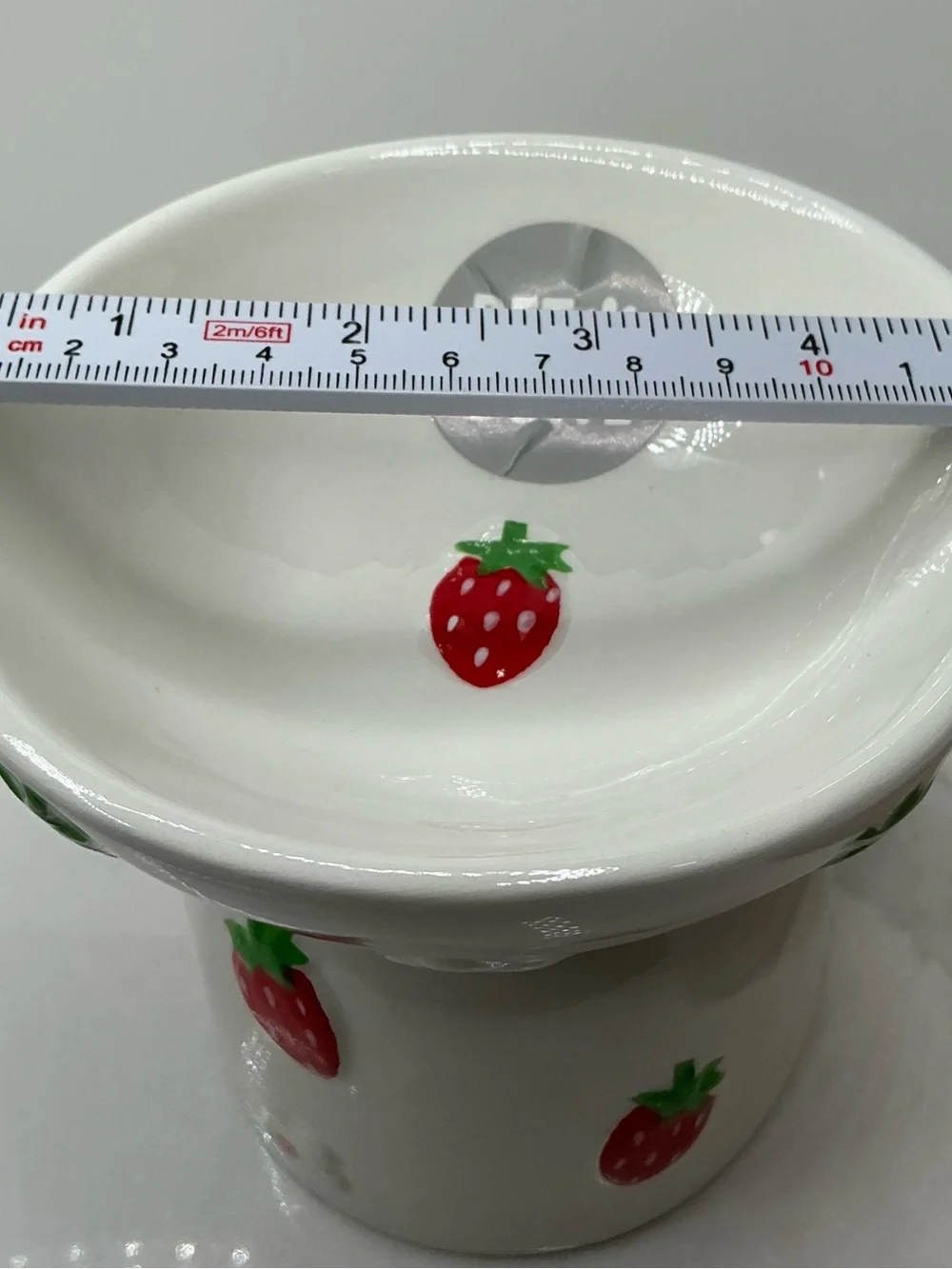 Pet Bowl Dish Elevated Small Ceramic Strawberry New